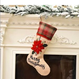 3D Red Flowers Merry Christmas 18” Stocking